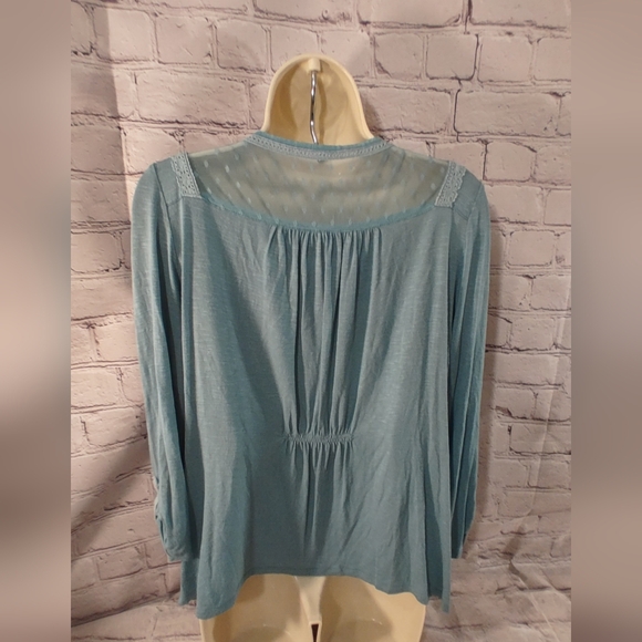 Meadow Rue Anthropologie Teal Sheer Textured Lightweight Blouse M - Picture 2 of 16